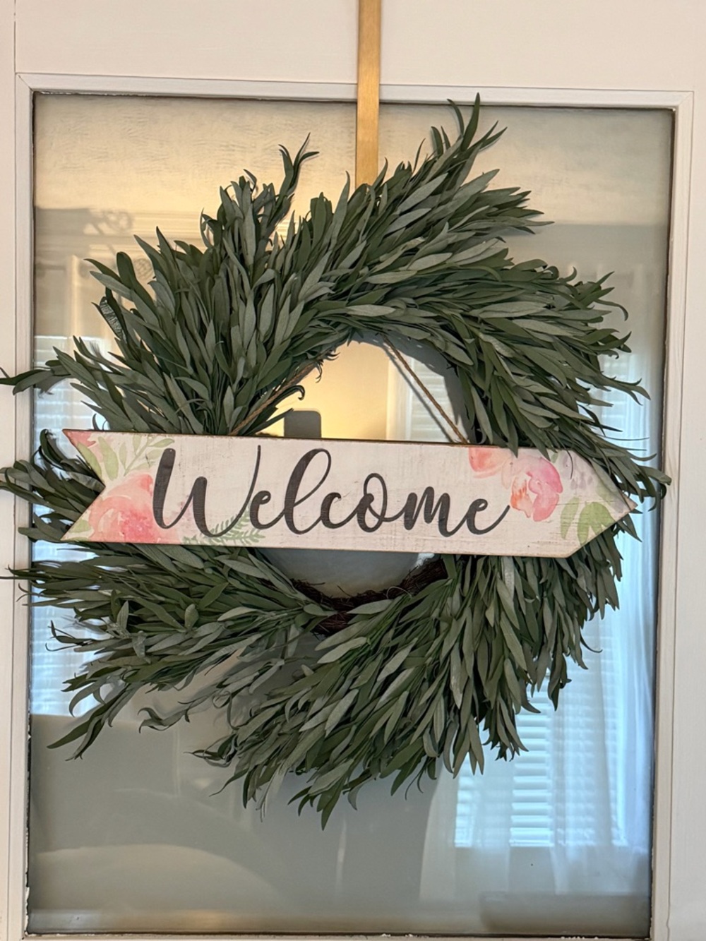Floral Welcome Sign Farmhouse Wooden Arrow Door Wall Decor Entryway Porch